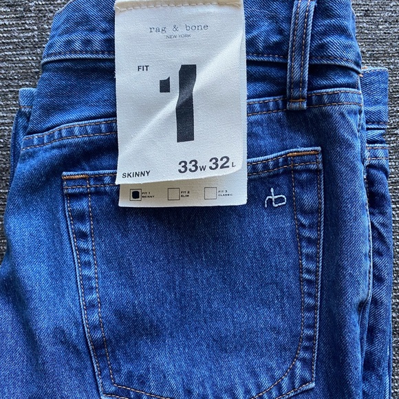 Men’s Rag and Bone FIT 1 Jeans in Indigo Wash size 33/32 - Picture 3 of 6